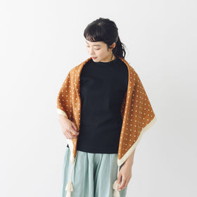 BUNON タッセルスカーフ ドットプリント