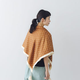 BUNON タッセルスカーフ ドットプリント