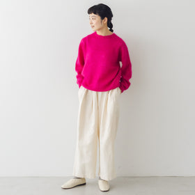 くらすこと +to コットンリネンデニムワイドパンツ