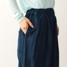 くらすこと +to コットンリネンデニムワイドパンツ