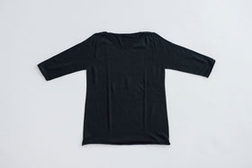 F/style 綿麻のニット編みカットソー Vネック(七分袖)