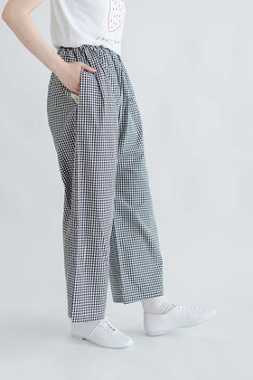 pot and tea チェック柄シンプルワイドパンツ