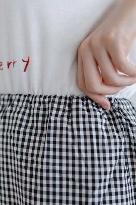 pot and tea チェック柄シンプルワイドパンツ