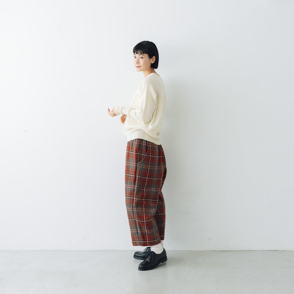 koton チェックバックワードパンツ レッド