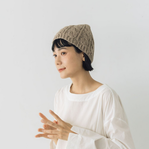 yourwear カシミヤケーブルニットキャップ モカ［即納］