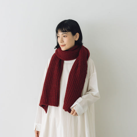 yourwear カシミヤリブステッチストール ボルドー［完売］