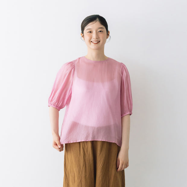 【SALE】 Gauze# ギャザースリーブブラウス