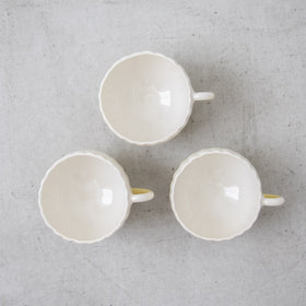 河合竜彦 黄釉掛分 輪花手付茶杯