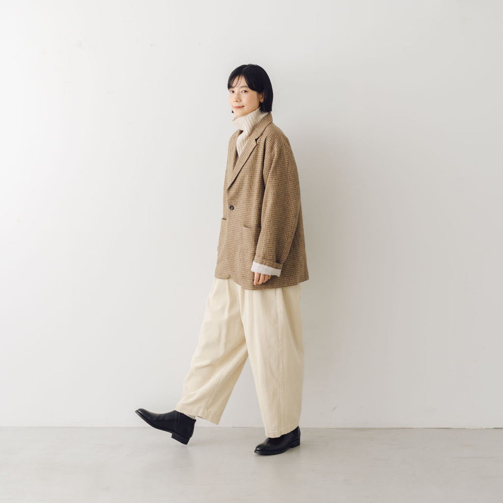 Honnete ショートコートジャケット コットンウールツイル