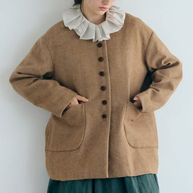 MAGALI ウールリネンヘリンボン ミディアムジャケット