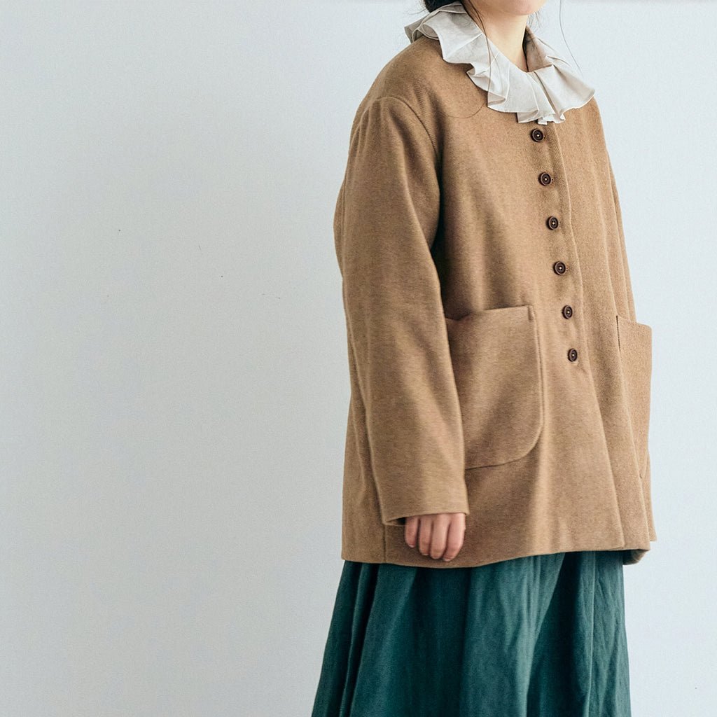 MAGALI ウールリネンヘリンボン ミディアムジャケット