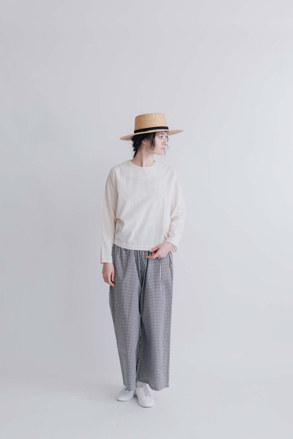 F/style 亀田縞のブラウス