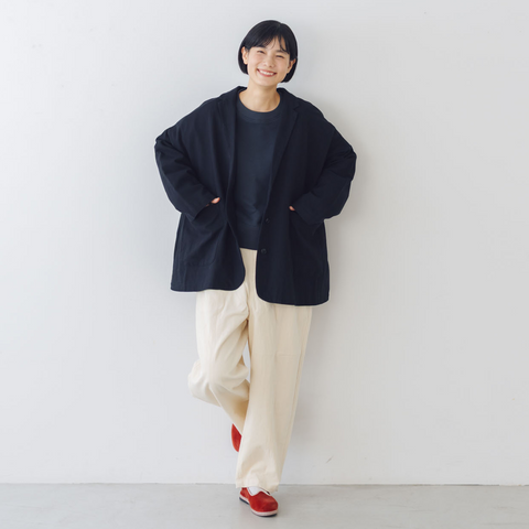 くらすこと ＋to コットンリネンデニムワイドパンツ