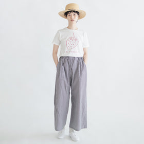 pot and tea チェック柄シンプルワイドパンツ