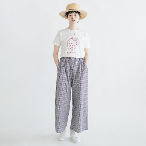 pot and tea チェック柄シンプルワイドパンツ