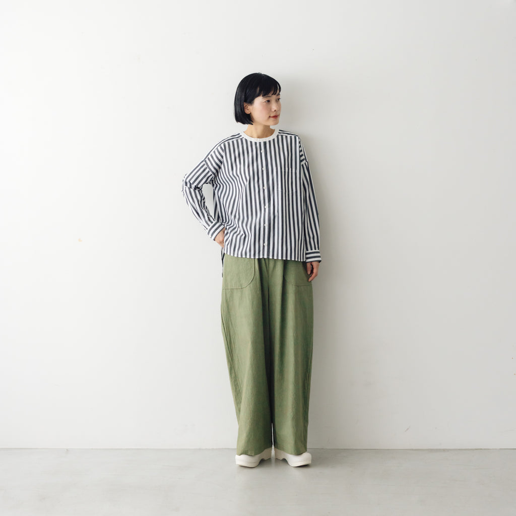 MAGALI コットンリネン ファナージュ ロングパンツ