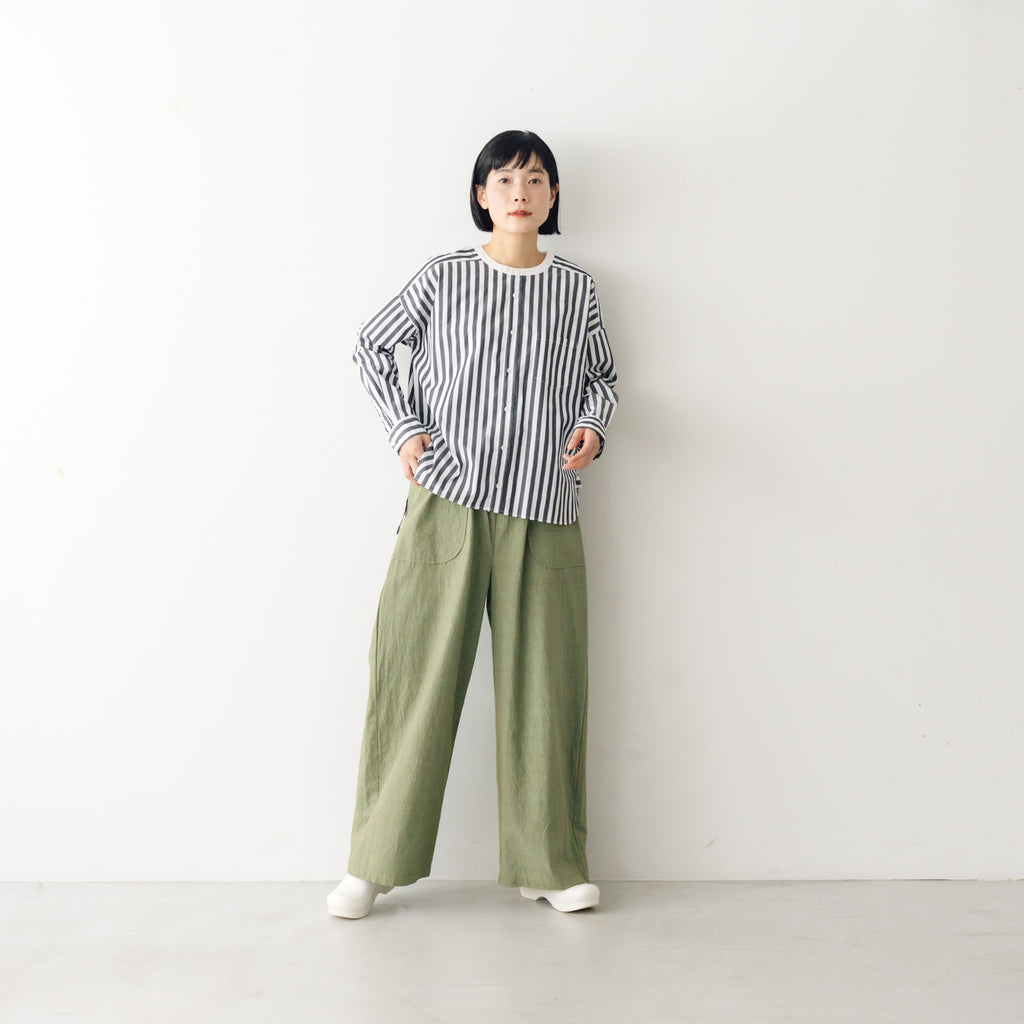 MAGALI コットンリネン ファナージュ ロングパンツ