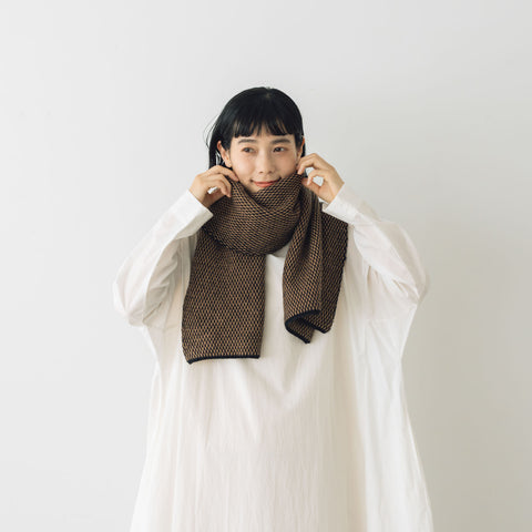 yourwear ウールジャカードストール モカブラック［完売］
