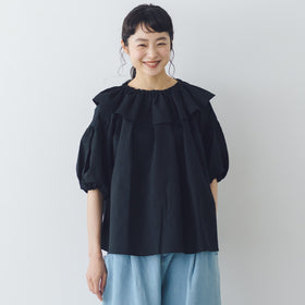 pot and tea 夏のゴム袖口ブラウス（半袖）