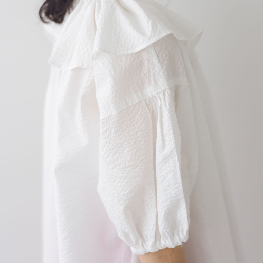 pot and tea 夏のゴム袖口ブラウス（半袖）