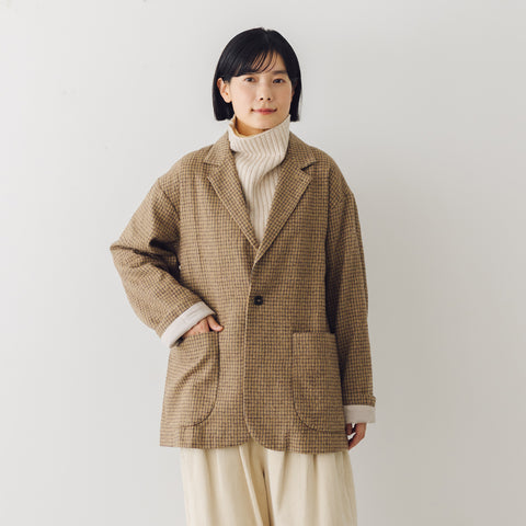 Honnete ショートコートジャケット コットンウールツイル