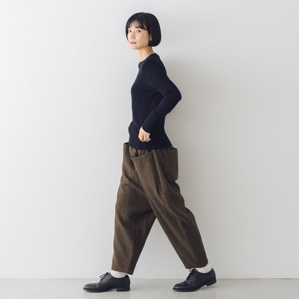 atelier naruse ブリティッシュウールツイード ワイドルーズパンツ