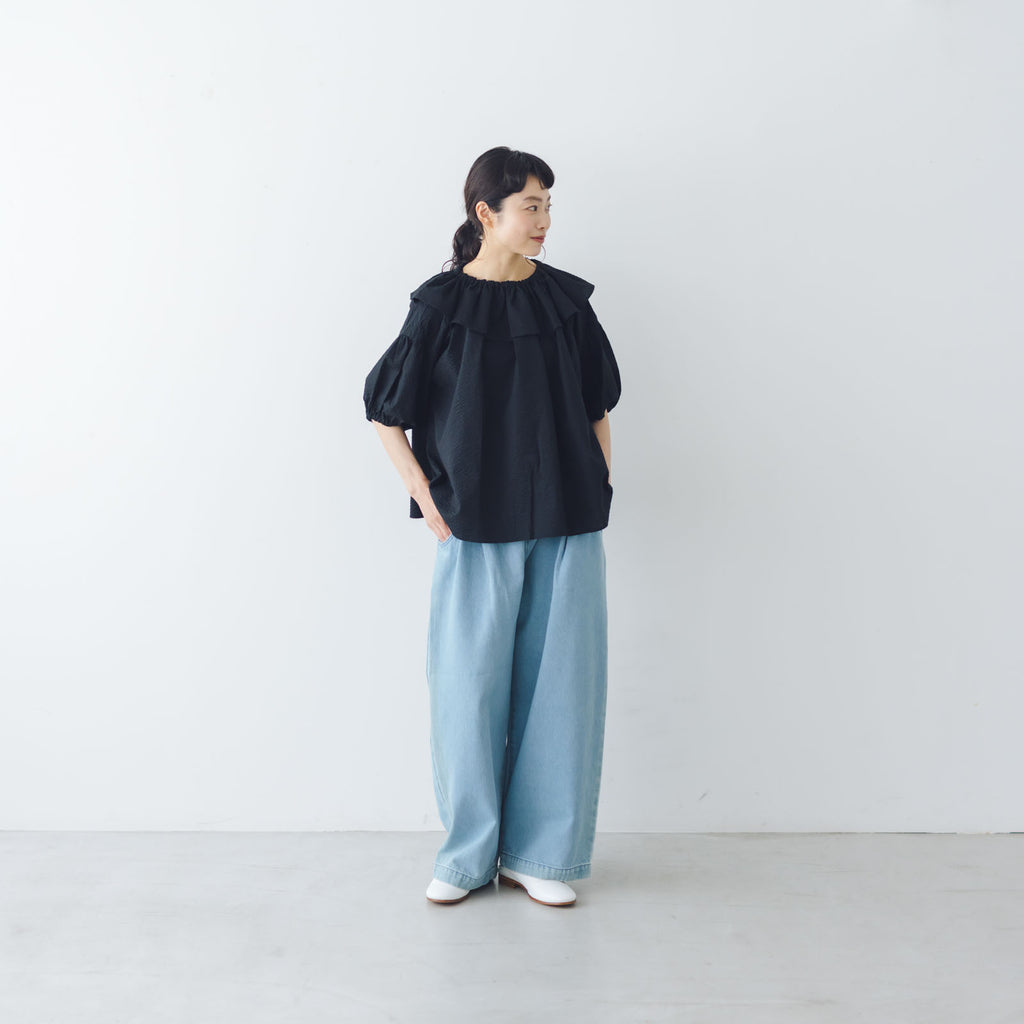 atelier naruse コットンデニム ワイドタックパンツ
