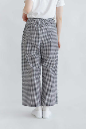 pot and tea チェック柄シンプルワイドパンツ